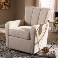 Baxton Studio TSF7715-Beige-CC Rayner Modern and Contemporary Beige Fabric Upholstered Swivel Chair